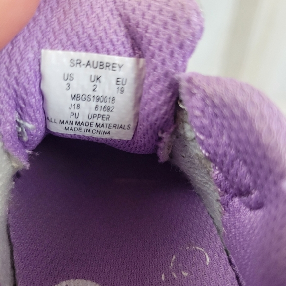 Stride Rite Velcro Slip On Aubrey‎ Sneakers Gray Purple Size Baby Toddler 3 - Picture 7 of 9